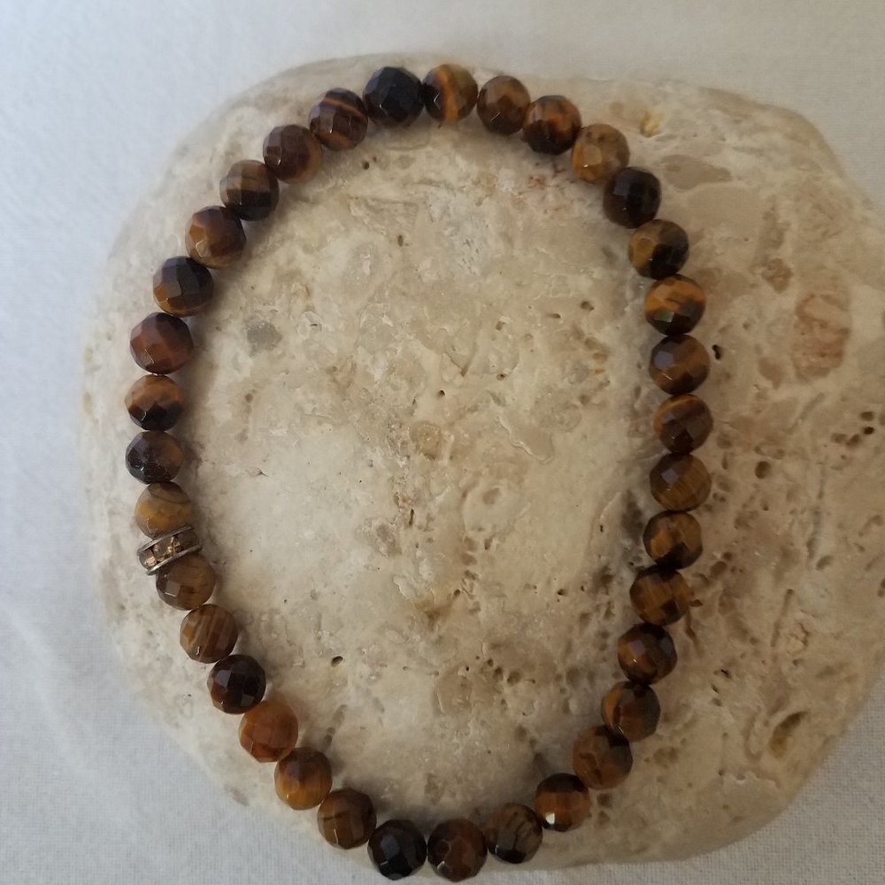 Tigereye Bracelet faceted 4 mm semiprecious stone